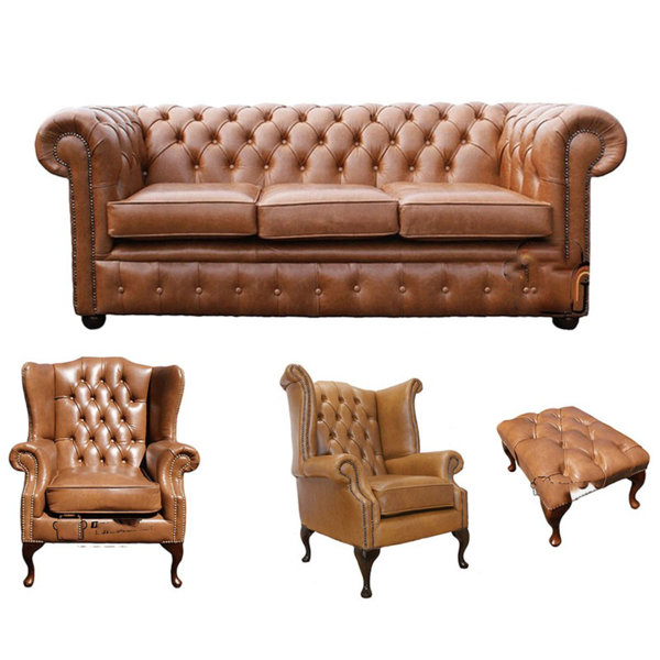 Rosalind Wheeler 4-tlg. Couchgarnitur Sedalia aus Echtleder | Wayfair.de